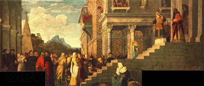 TIZIANO Vecellio Presentation of the Virgin at the Temple